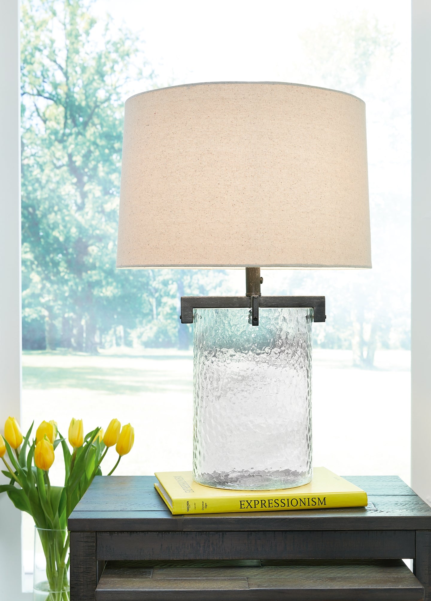 Fillable glass table sales lamps