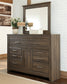 Juararo California King Panel Bed with Mirrored Dresser