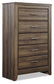 Juararo King Panel Bed with Mirrored Dresser, Chest and Nightstand