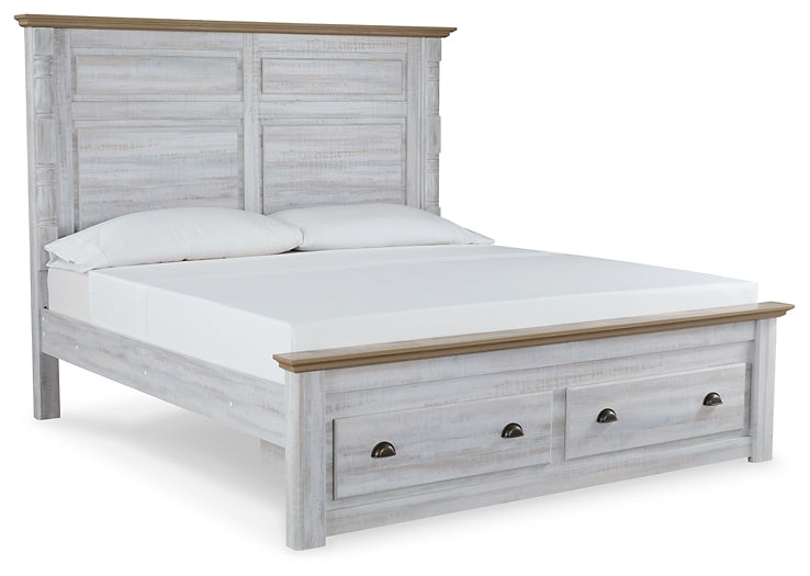 Haven Bay King Panel Storage Bed with Mirrored Dresser, Chest and 2 Nightstands