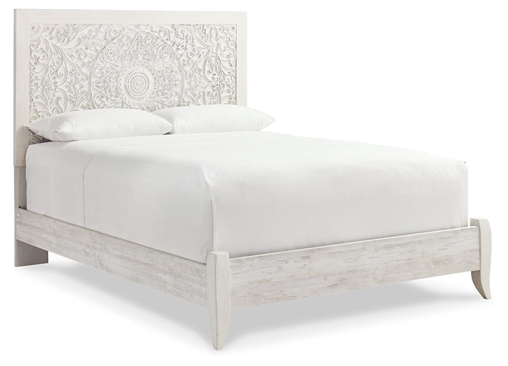 Paxberry Queen Panel Bed with Mirrored Dresser and 2 Nightstands