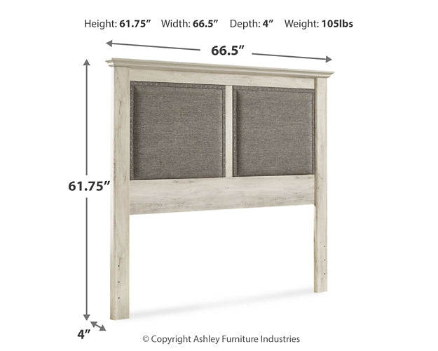 Cambeck Queen Upholstered Panel Headboard with Mirrored Dresser