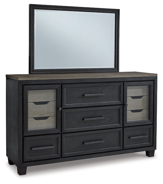 Foyland Queen Panel Storage Bed with Mirrored Dresser, Chest and Nightstand