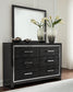 Kaydell Queen Upholstered Panel Bed with Mirrored Dresser, Chest and 2 Nightstands