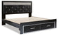 Kaydell King Upholstered Panel Storage Platform Bed with Mirrored Dresser, Chest and Nightstand