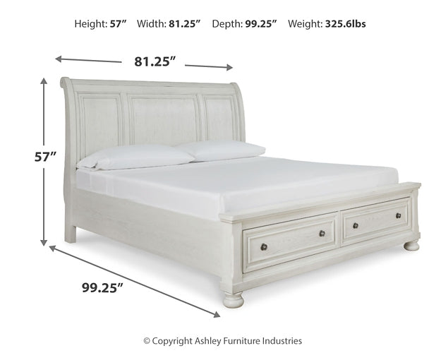 Robbinsdale California King Sleigh Bed with Storage with Dresser