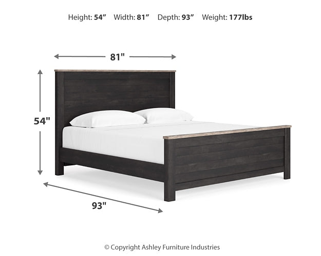 Nanforth King Panel Bed with Mirrored Dresser and Chest