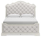 Arlendyne King Upholstered Bed with Mirrored Dresser, Chest and Nightstand