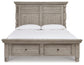 Harrastone King Panel Bed with Mirrored Dresser, Chest and Nightstand